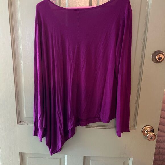 Bryn Walker Asymmetrical Long Sleeve Tunic Top M fuchsia micromodal - Picture 4 of 7